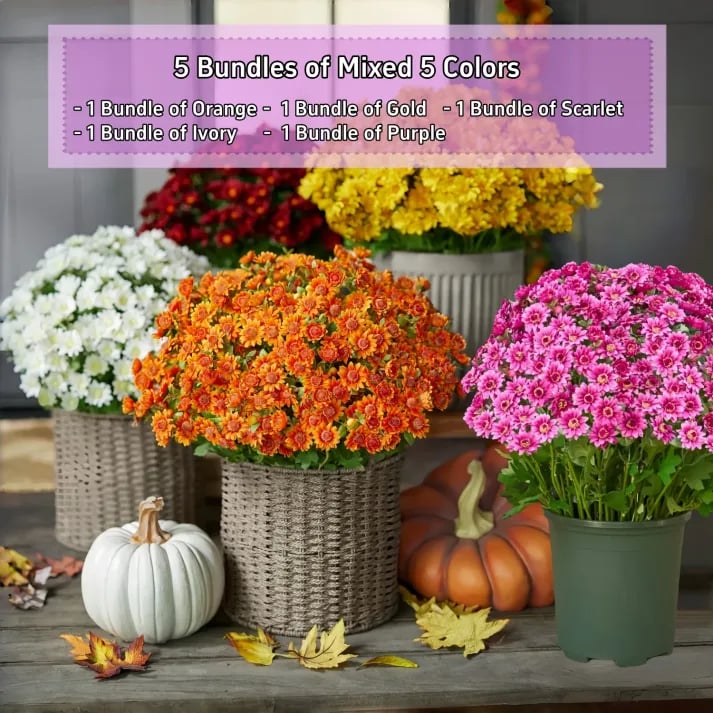 đ„ Konstgjorda utomhusblommor i form av krysantemum â UV-bestĂ€ndiga, vattentĂ€ta, vindtĂ€ta