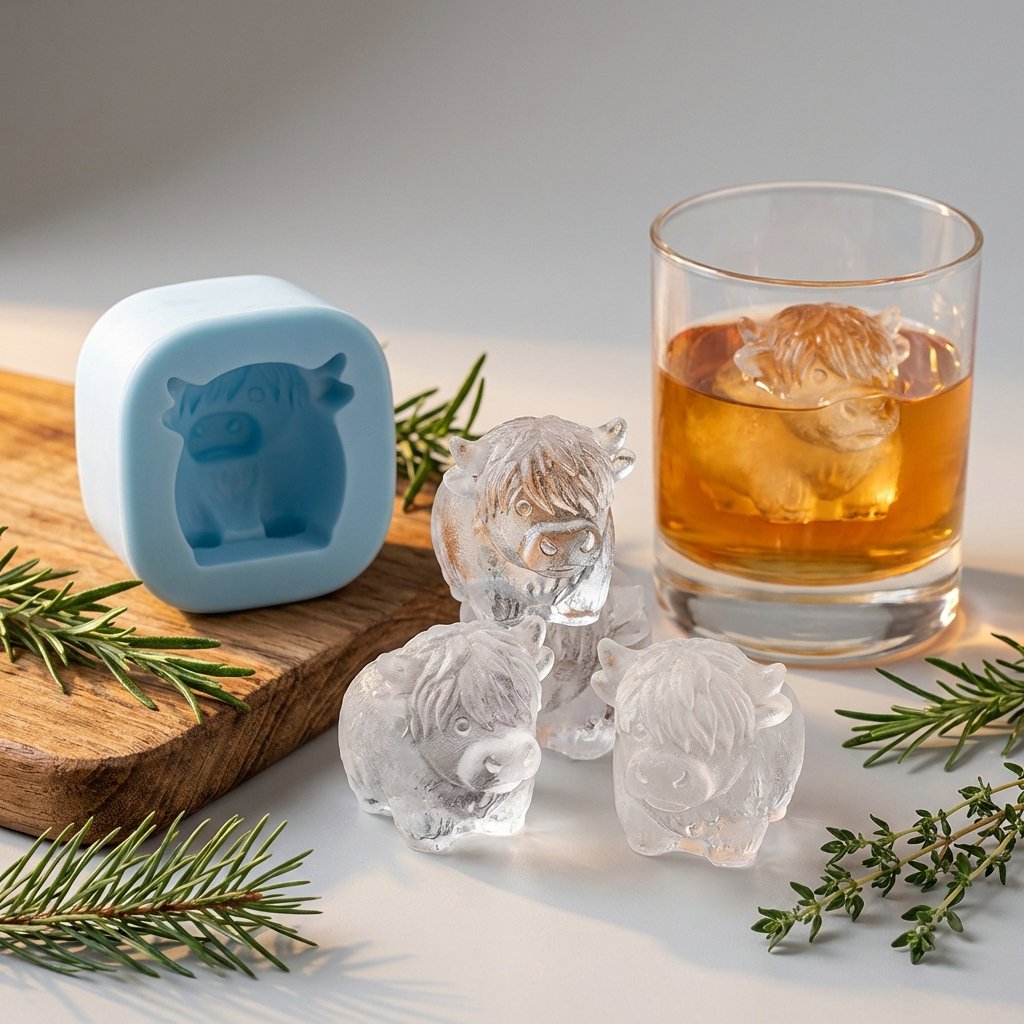🐮 Mini-Eiswürfelform „Hochlandkuh“ – Niedliche 3D-Eiswürfel für Getränke, Partys und Geschenke