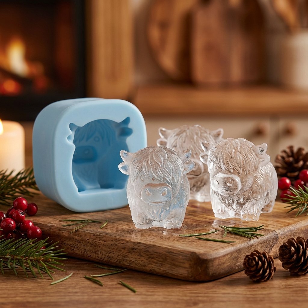 🐮 Mini-Eiswürfelform „Hochlandkuh“ – Niedliche 3D-Eiswürfel für Getränke, Partys und Geschenke