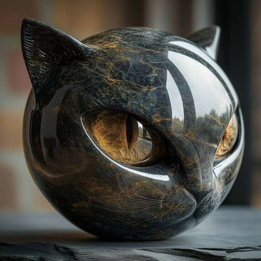 🔥SISTA DAGENS 50% RABATT - Ståtlig bostadsaccent och raffinerat presentmästerverk - skulptur av svart katt