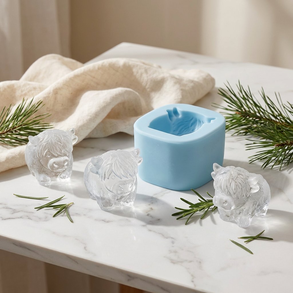 🐮 Mini-Eiswürfelform „Hochlandkuh“ – Niedliche 3D-Eiswürfel für Getränke, Partys und Geschenke