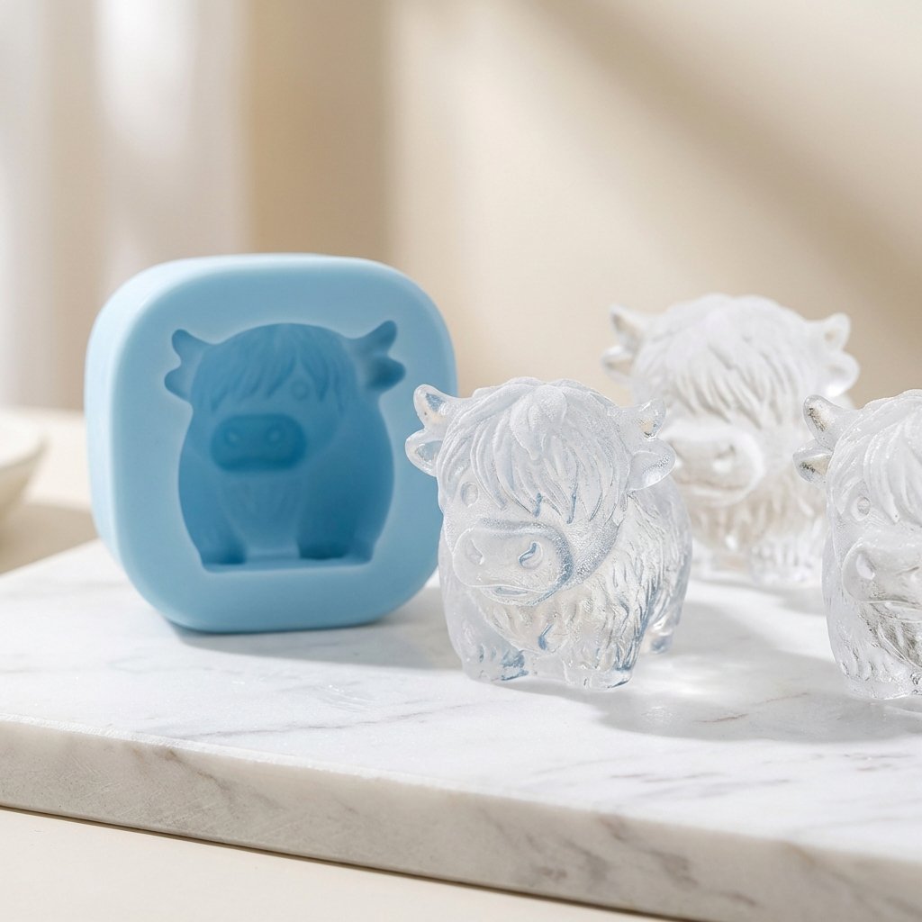 🐮 Mini-Eiswürfelform „Hochlandkuh“ – Niedliche 3D-Eiswürfel für Getränke, Partys und Geschenke
